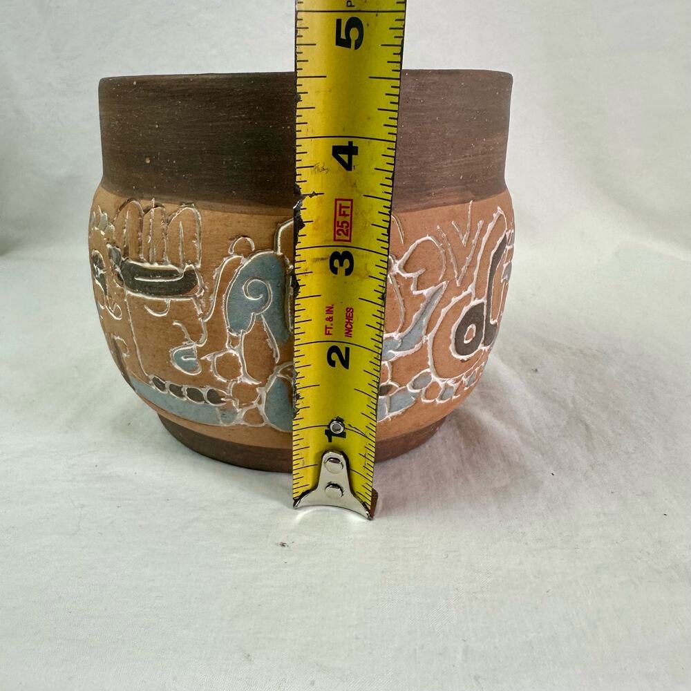 VTG Made In Mexico Native Folk Art Clay Pottery Bowl Vase Disney World Souvenir - Picture 10 of 10